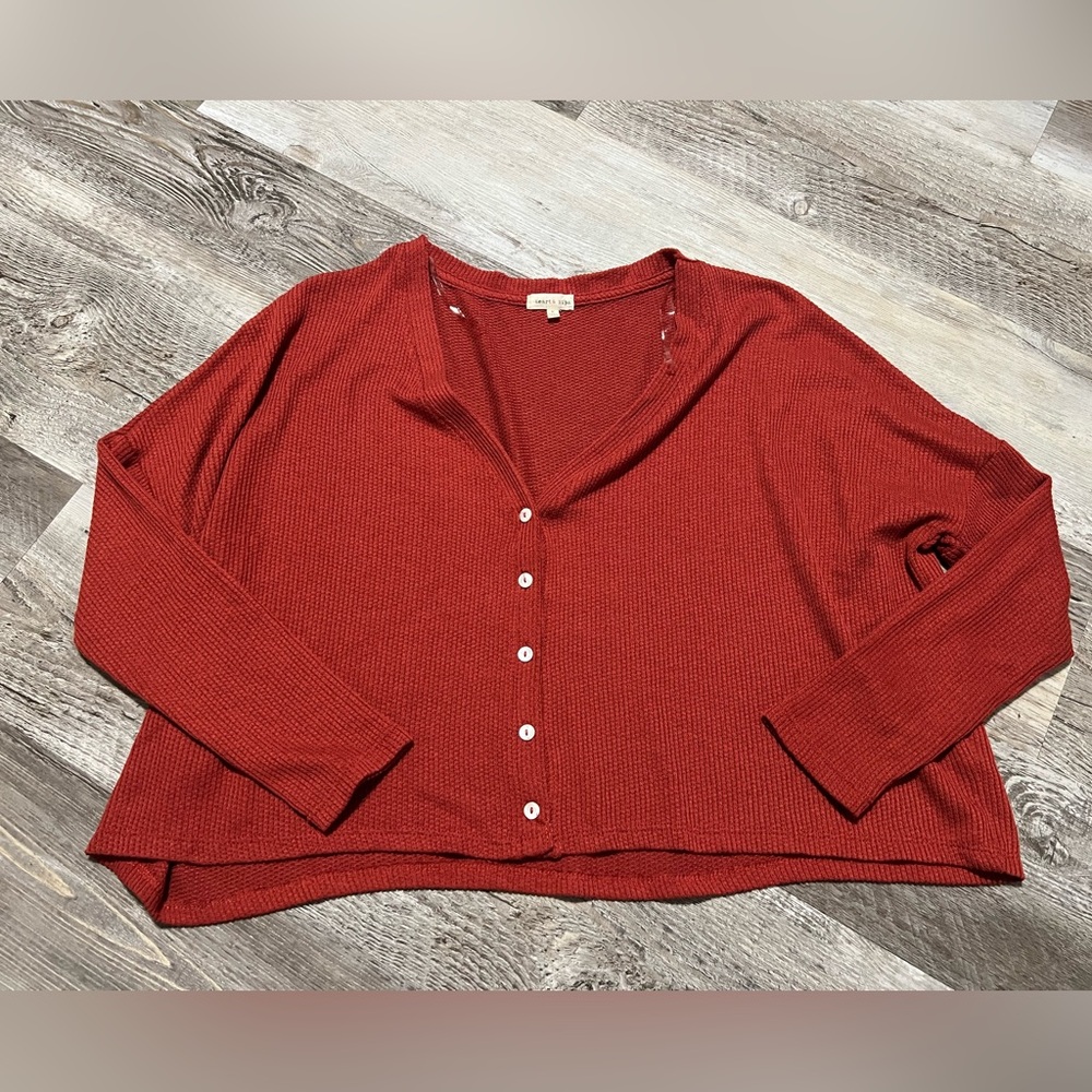 Heart & Hips Rust Orange Cropped Knit Long Sleeve